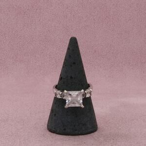 sterling silver princess-cut cz engagement ring size 8